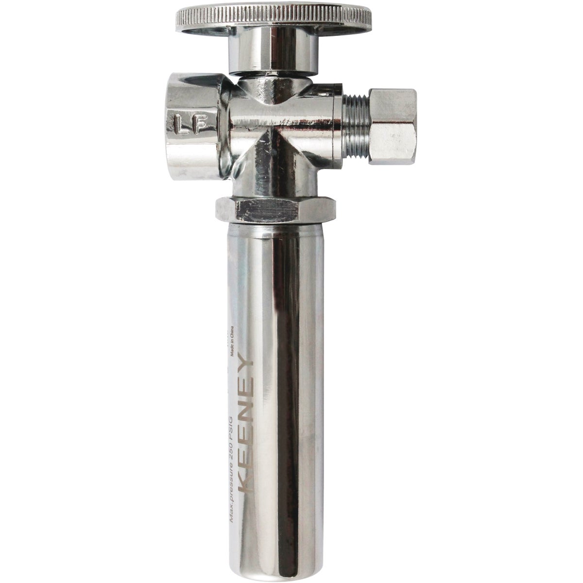 Keeney 1/2 In. FIP x 3/8 In. OD Chrome-Plated Brass Quarter Turn Straight Valve with Water Hammer Arrestor