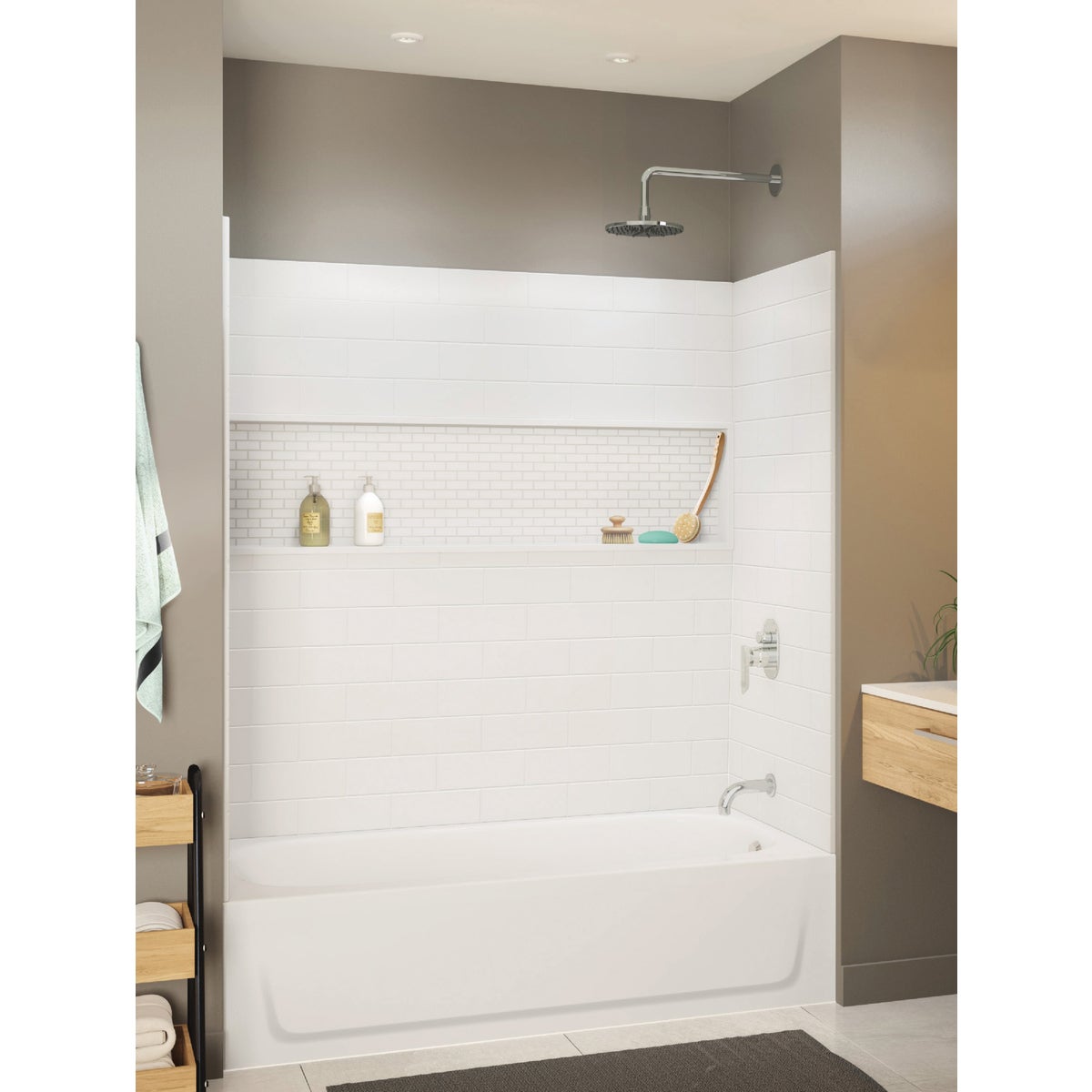 Bootz NexTile 4-Piece 60 In. L x 30 In. D Tub Wall Kit in White