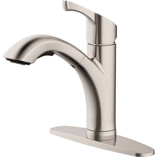 Home Impressions Single Handle Lever Pull-Out Kitchen Faucet, Brushed Nickel