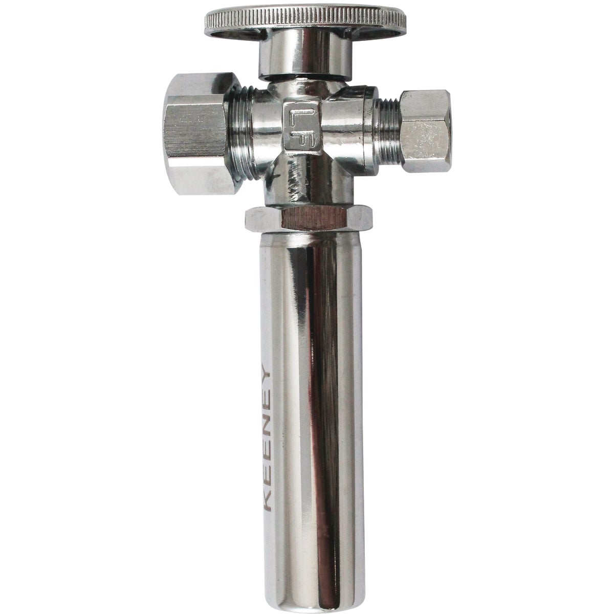 Keeney 5/8 In. (1/2 In. Nominal) x 3/8 In. OD Chrome-Plated Brass Quarter Turn Straight Valve with Water Hammer Arrestor