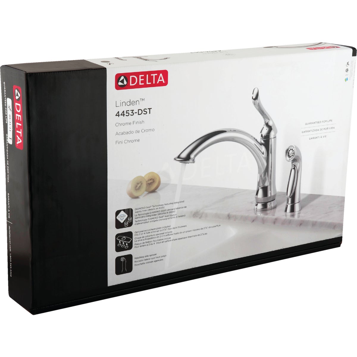 Delta Linden Single Handle Lever Kitchen Faucet with Side Spray, Chrome