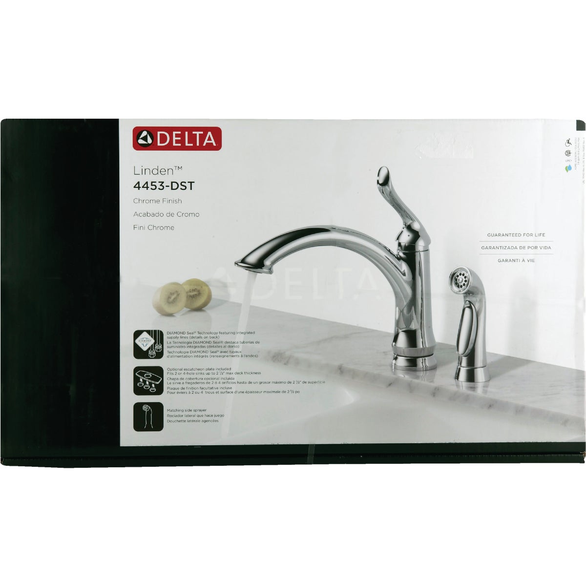 Delta Linden Single Handle Lever Kitchen Faucet with Side Spray, Chrome