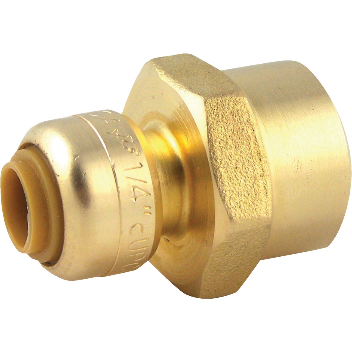 SharkBite 1/4 In. (3/8 In. OD) x 1/2 In. FNPT Reducing Brass Push-to-Connect Female Adapter