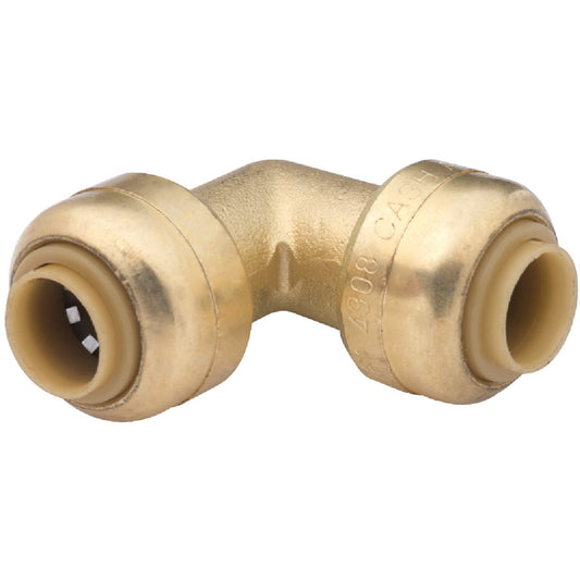 SharkBite 1/4 In. (3/8 In. OD) x 1/4 In. (3/8 In. OD) 90 Deg. Push-to-Connect Brass Elbow (1/4 Bend)