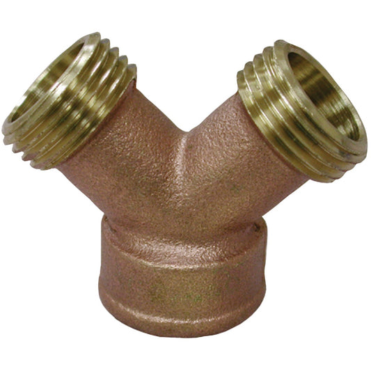 Anderson Metals 3/4 In. MNT x 3/4 In. MNH x 3/4 In. FNH Brass Wye Hose Shutoff