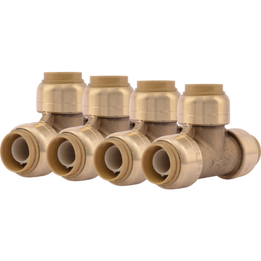 SharkBite 1/2 In. x 1/2 In. x 1/2 In. Brass Push-to-Connect Tee (4-Pack)