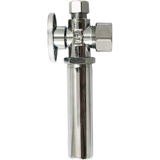 Keeney 5/8" OD x 3/8" OD Chrome-Plated Brass Quarter Turn Angle Valve with Water Hammer Arrestor