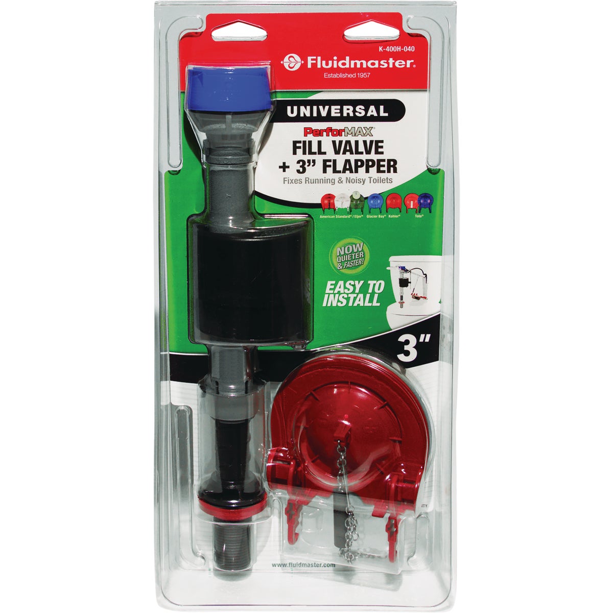 Fluidmaster PerforMAX Fill Valve & 3 In. Flapper Kit