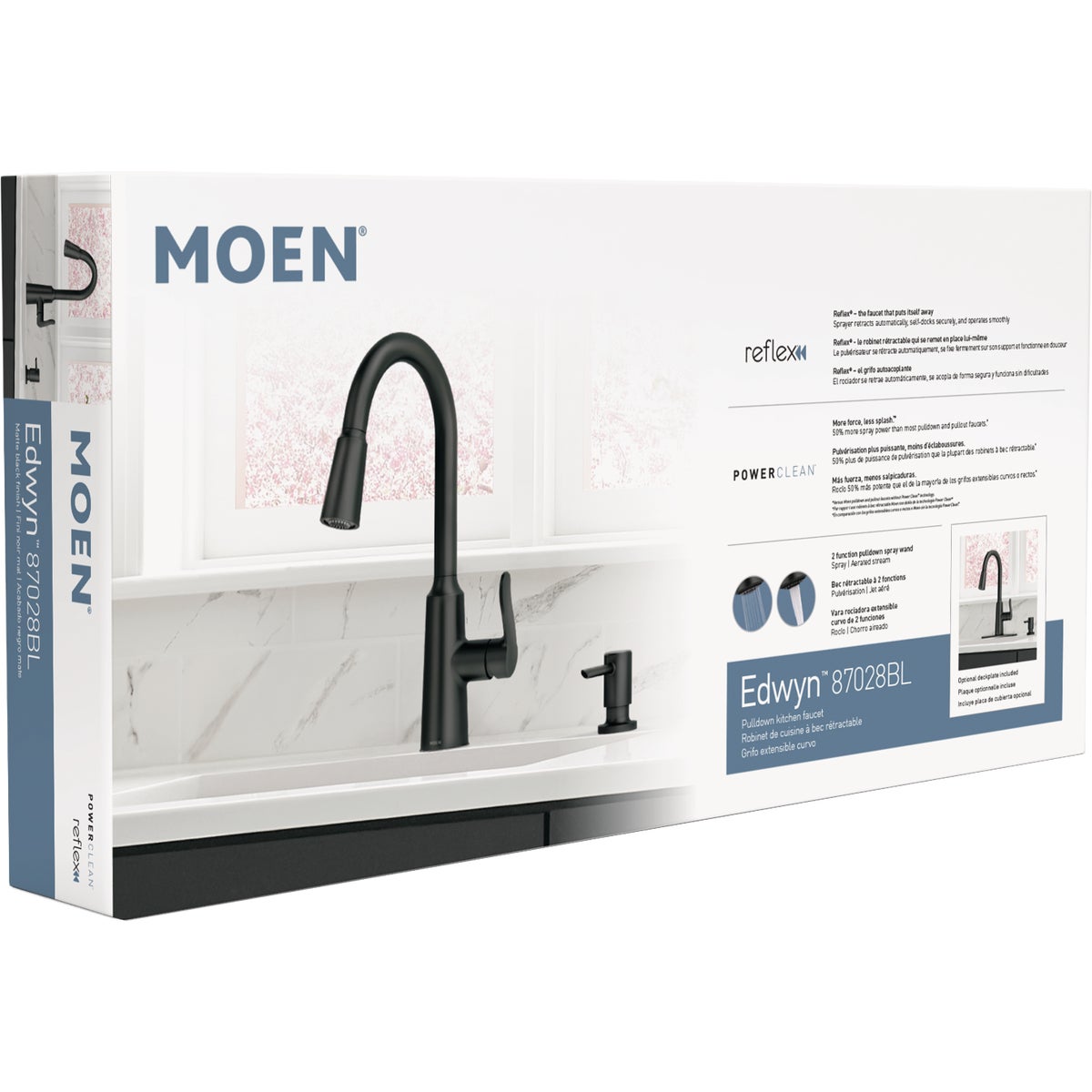 Moen Edwyn Single Handle Pull-Down Kitchen Faucet with Soap Dispenser, Matte Black