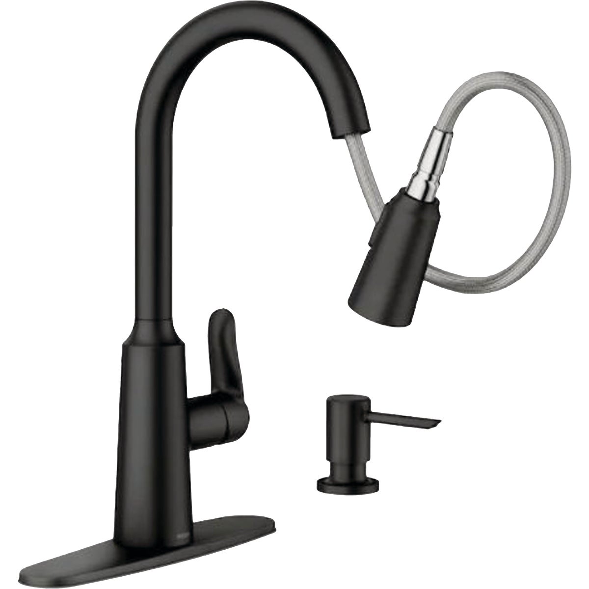 Moen Edwyn Single Handle Pull-Down Kitchen Faucet with Soap Dispenser, Matte Black