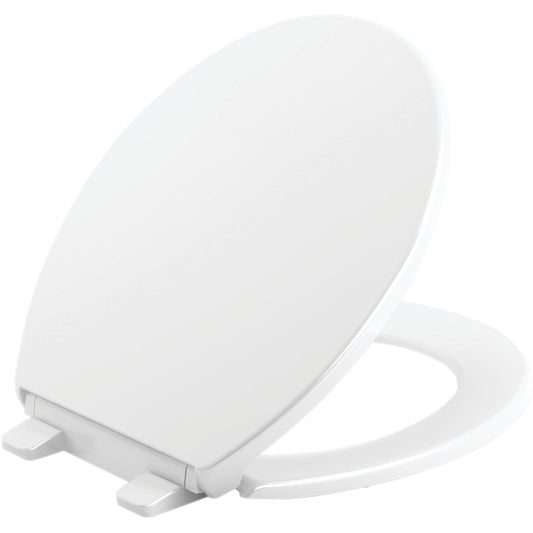 Kohler Brevia Quiet-Close Round Closed Front White Toilet Seat with Grip-Tight Bumpers