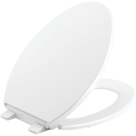 Kohler Brevia Quiet-Close Elongated Closed Front White Toilet Seat with Grip-Tight Bumpers