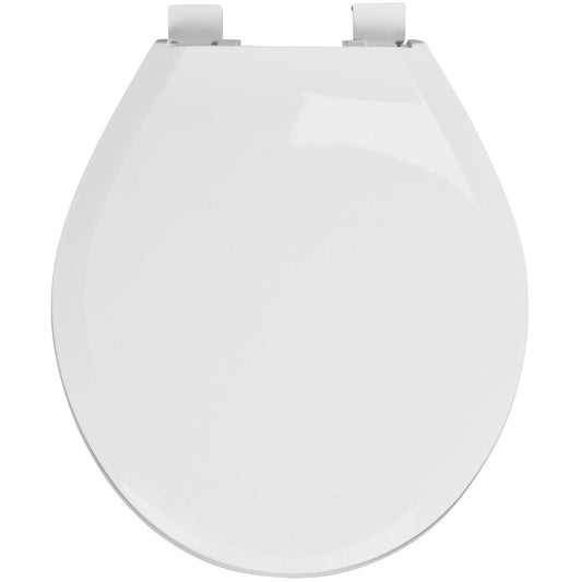 Mansfield Round Closed Front White Plastic Toilet Seat with Slow Close