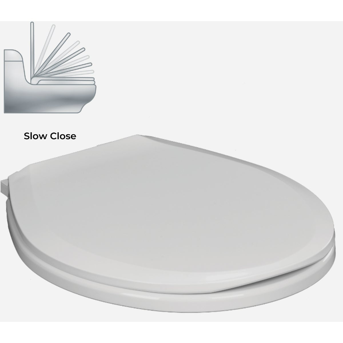 Mansfield Round Closed Front White Plastic Toilet Seat with Slow Close