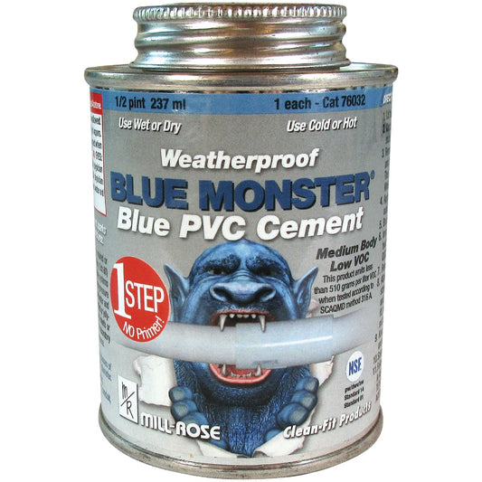 BLUE MONSTER 8 Oz. Weatherproof 1-Step Blue PVC Cement