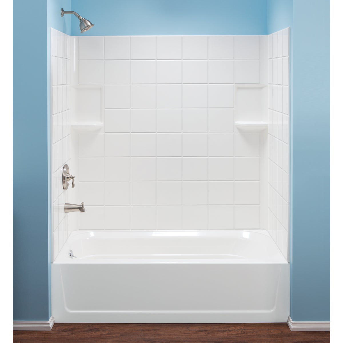 Mustee Topaz 3-Piece 60 In. L x 30 In. D (Bathtub) Tub Wall Kit in White (Tile Pattern)