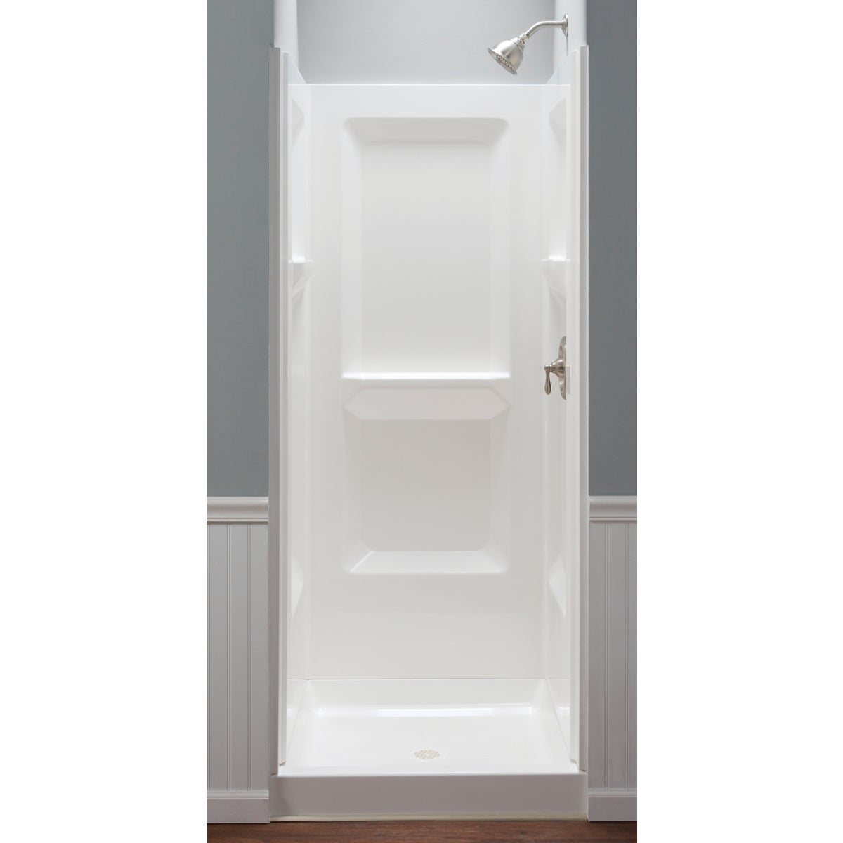 Mustee Durawall Model 732 3-Piece 32 In. W x 32 In. D Shower Wall Set in White