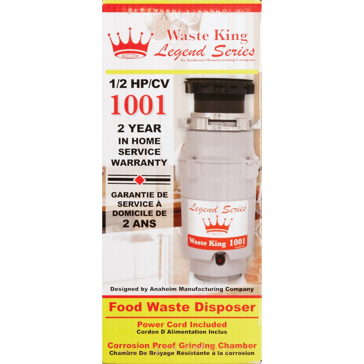 Waste King Legend Series 1/2 HP Garbage Disposer, 2 Year Warranty