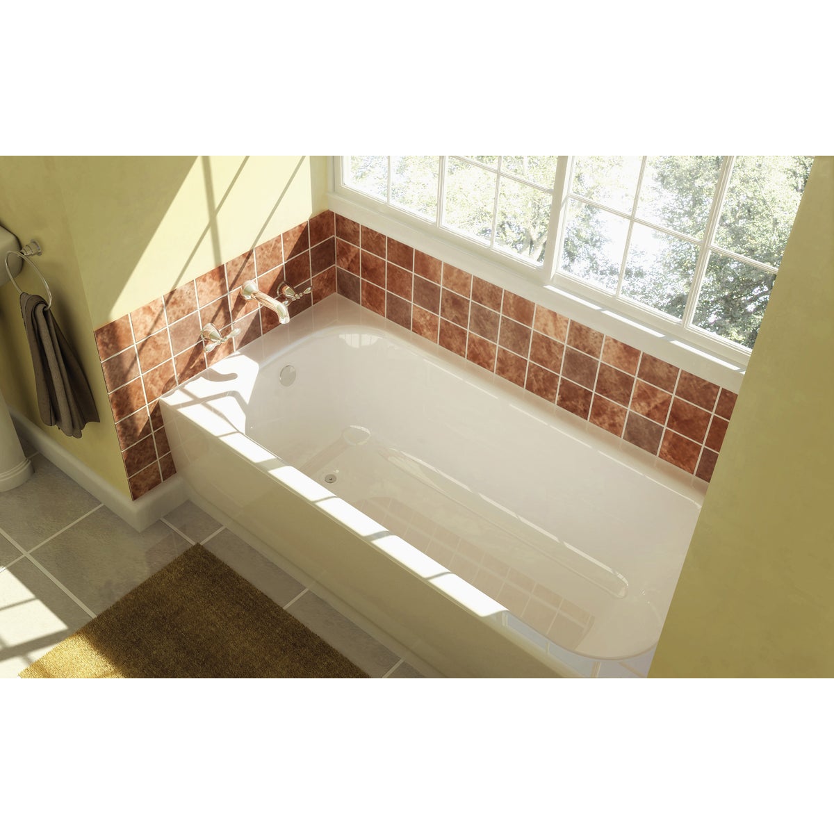 Briggs Pendant V 60 In. L x 30 In. W x 14-1/4 In. D Right Drain Bathtub in White