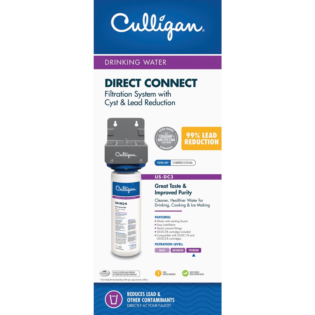 Culligan US-DC-3 Direct Connect Under-Sink Water Filter