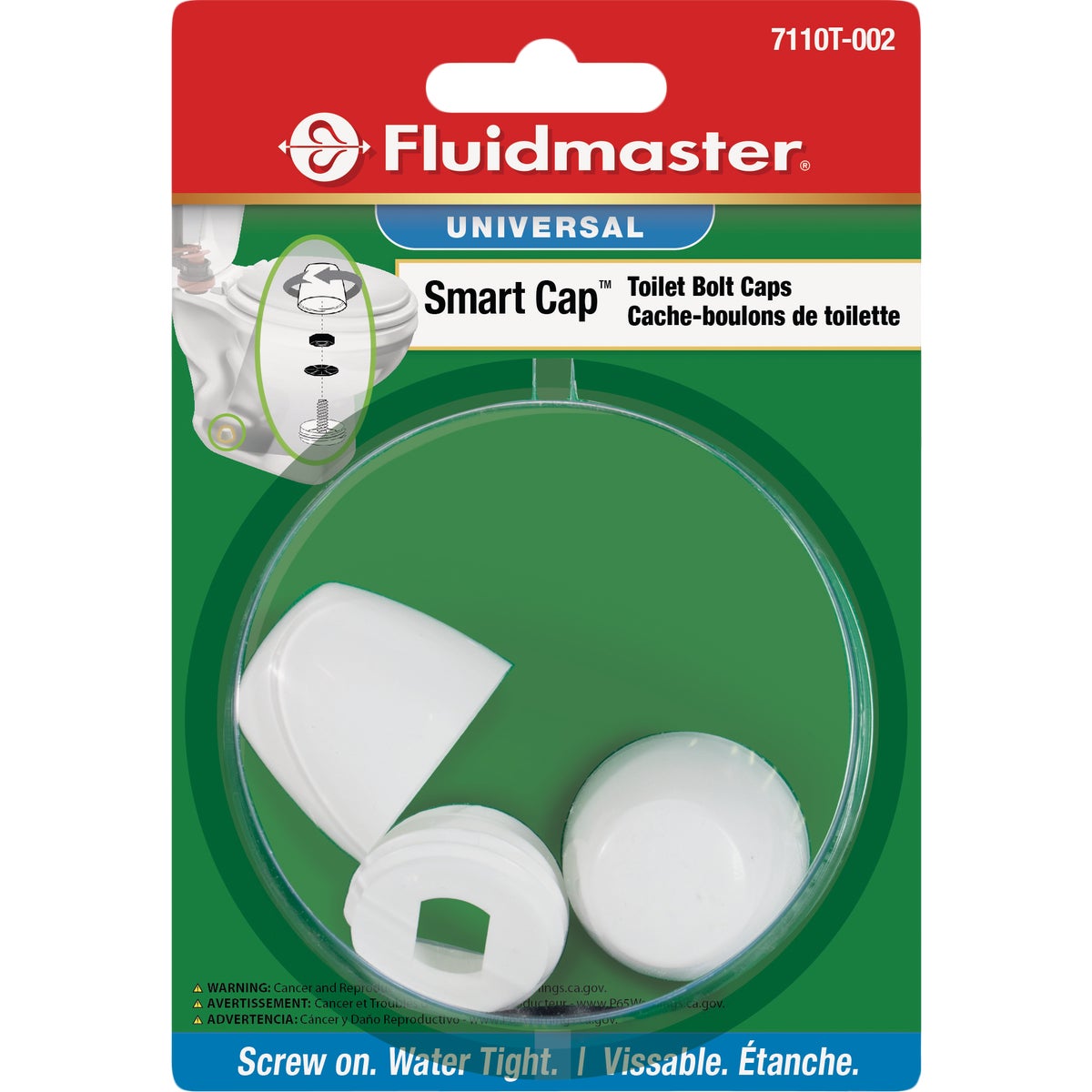 Fluidmaster Secure Cap White Plastic Screw-On Toilet Bolt Caps (2-Pack)