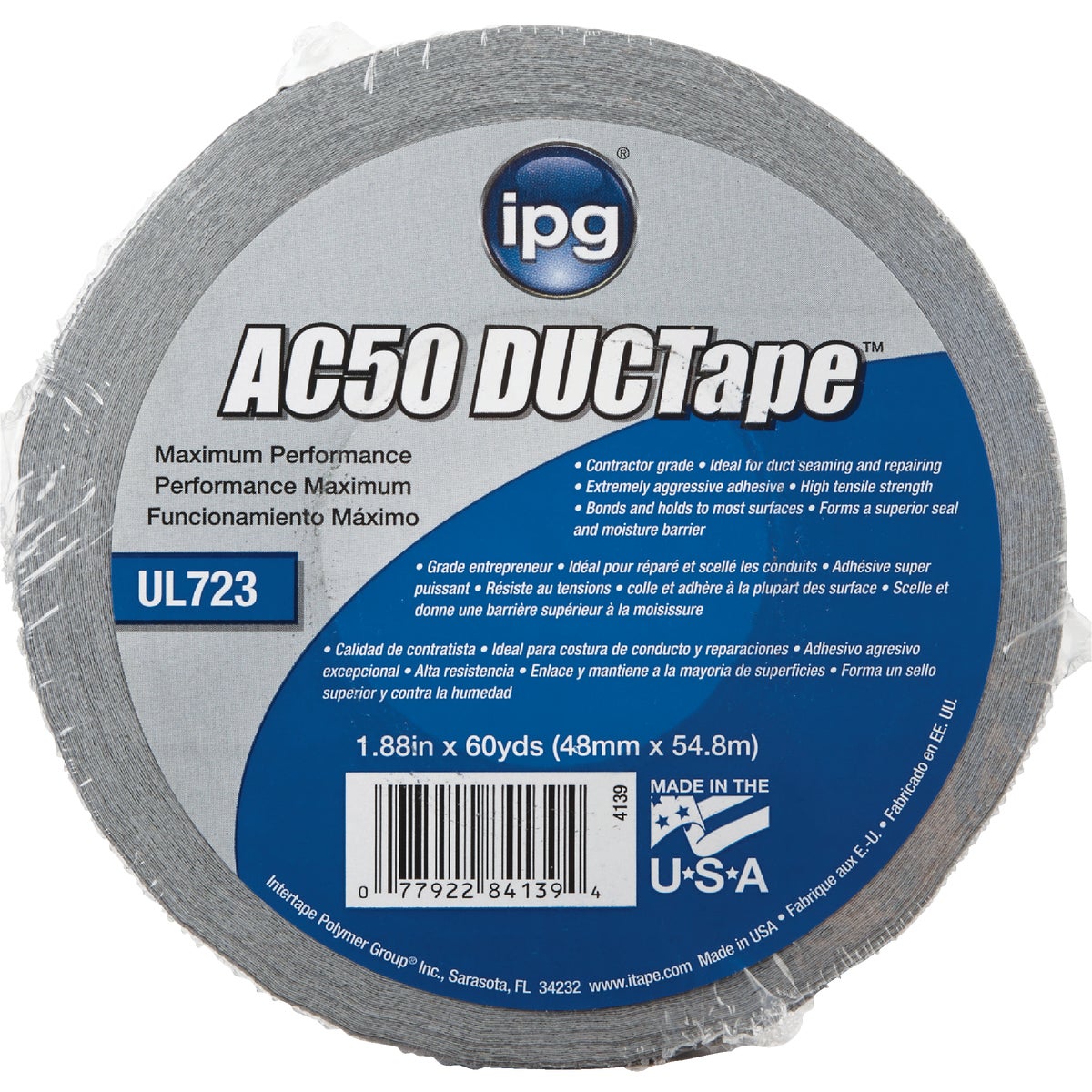 Intertape AC50 DUCTape 1.88 In. x 60 Yd. Max Contractor Grade Duct Tape, Silver