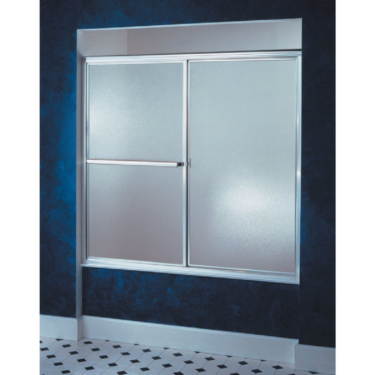 Sterling Deluxe Framed 59-3/8 In. W. X 56-1/4 In. H. Chrome Rain Glass Sliding Tub Door