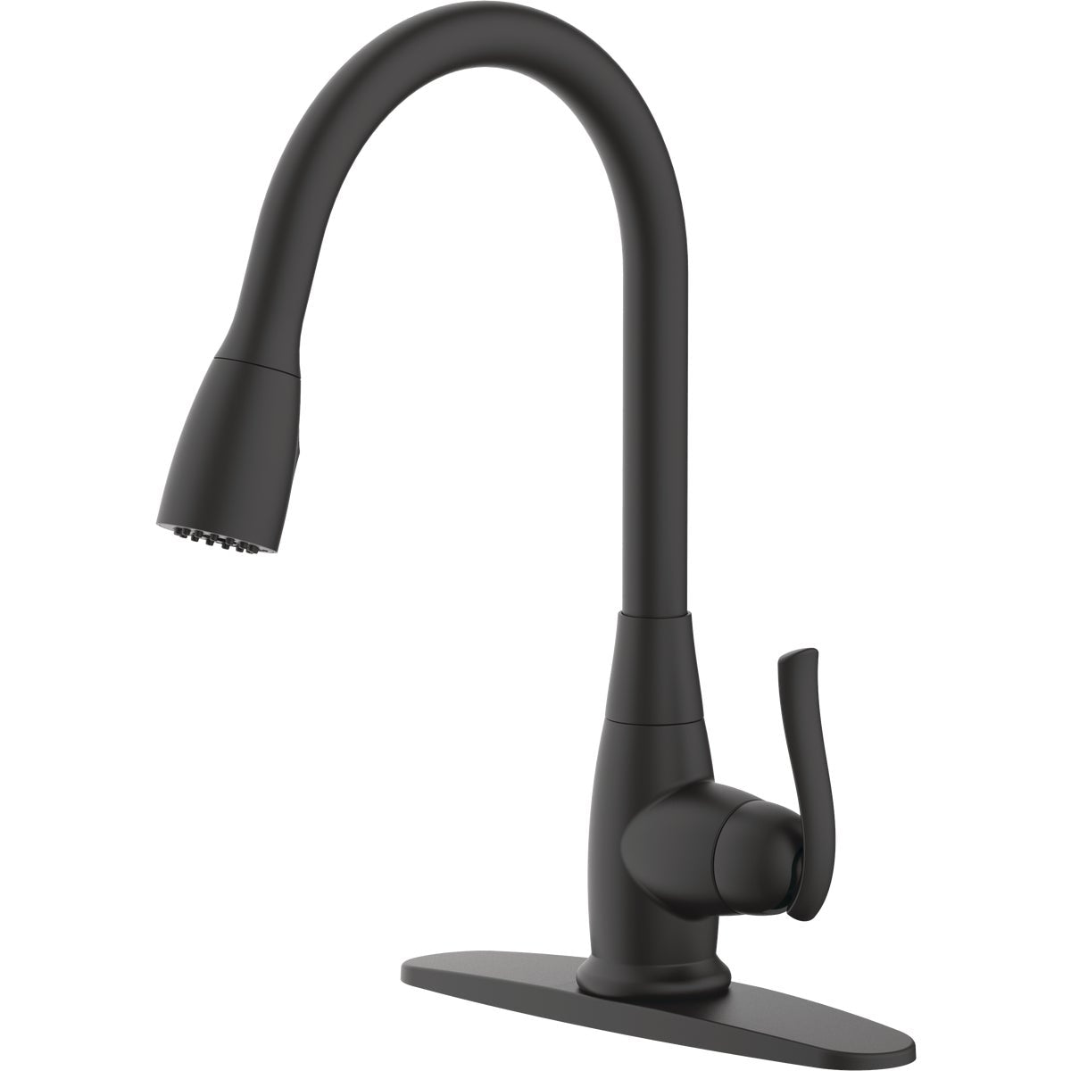 Home Impressions Single Handle Metal Lever Pull-Down Kitchen Faucet, Matte Black