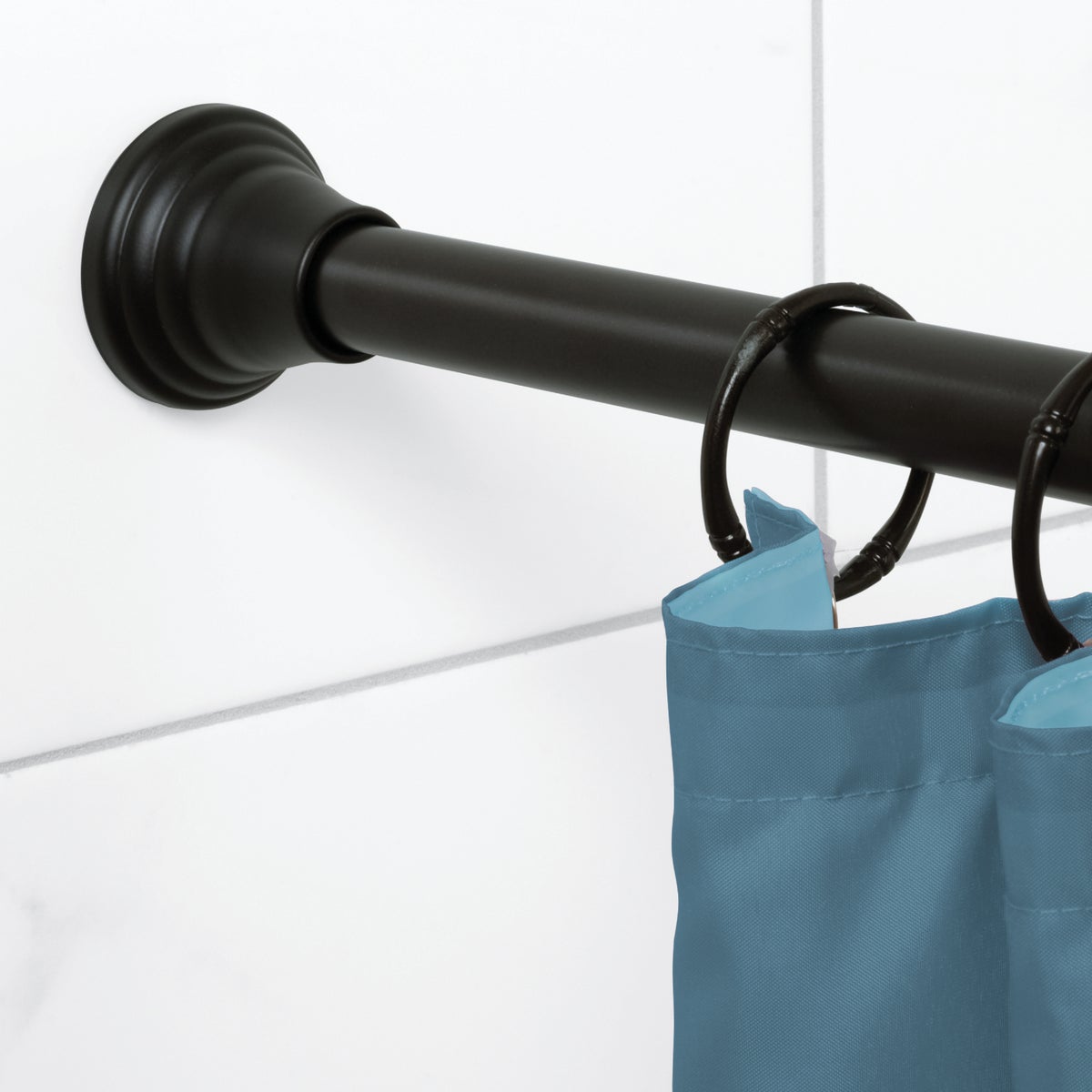 Zenith Zenna Home NeverRust 44 In. to 72 In. Adjustable Tension Decorative Shower Rod in Black