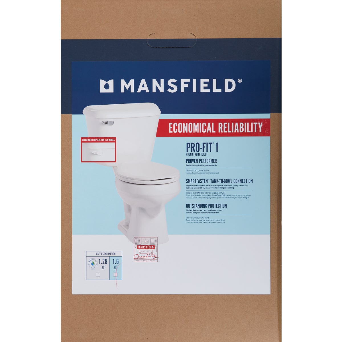 Mansfield Pro-Fit 1 White Round Bowl 1.6 GPF Complete Toilet