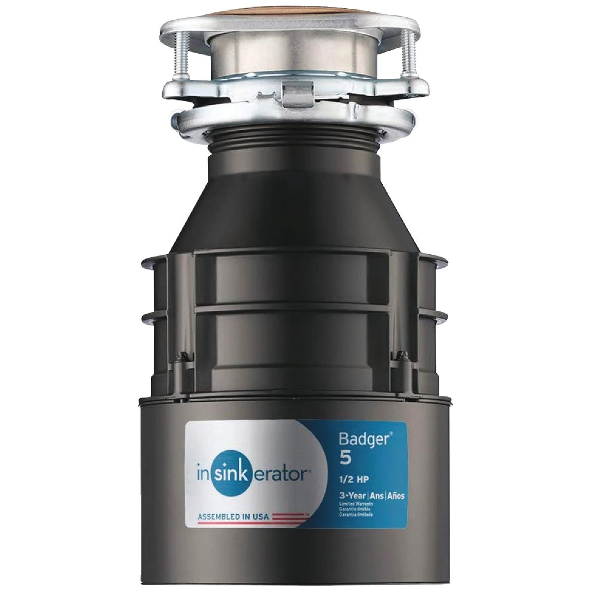 Insinkerator Badger 1/2 HP Garbage Disposer, 3 Year Warranty