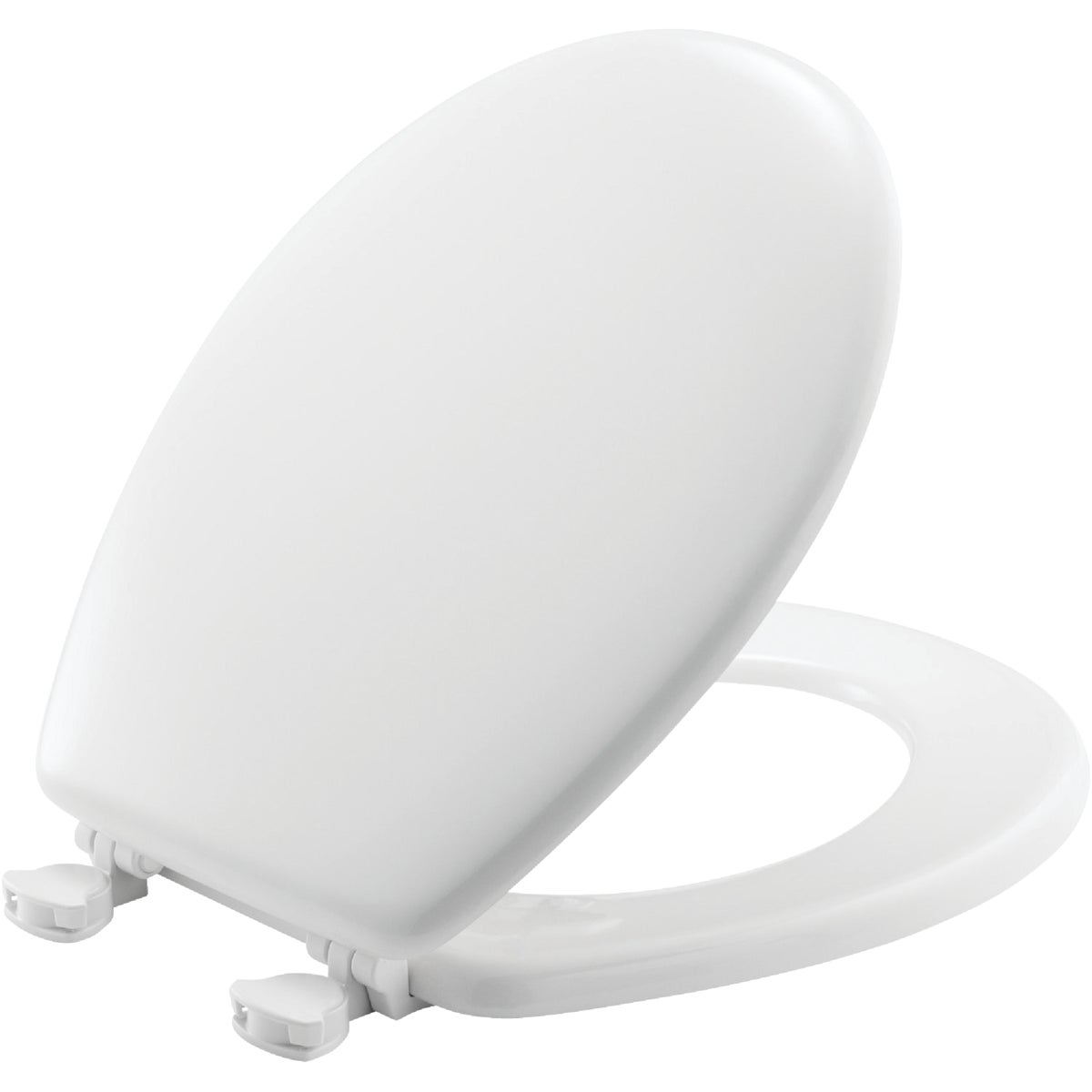 Mayfair Round Closed Front White Wood Toilet Seat with Easy Clean & Change Hinges