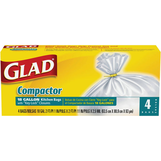 Glad 18 Gal. White Compactor Trash Bag (4-Count)