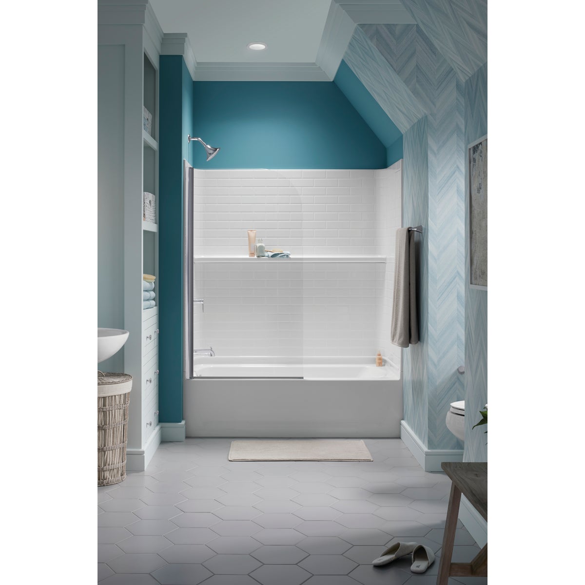 Sterling Traverse 4-Piece 60 In. x 30 In. Tub Wall Kit in White (Subway Tile Pattern)