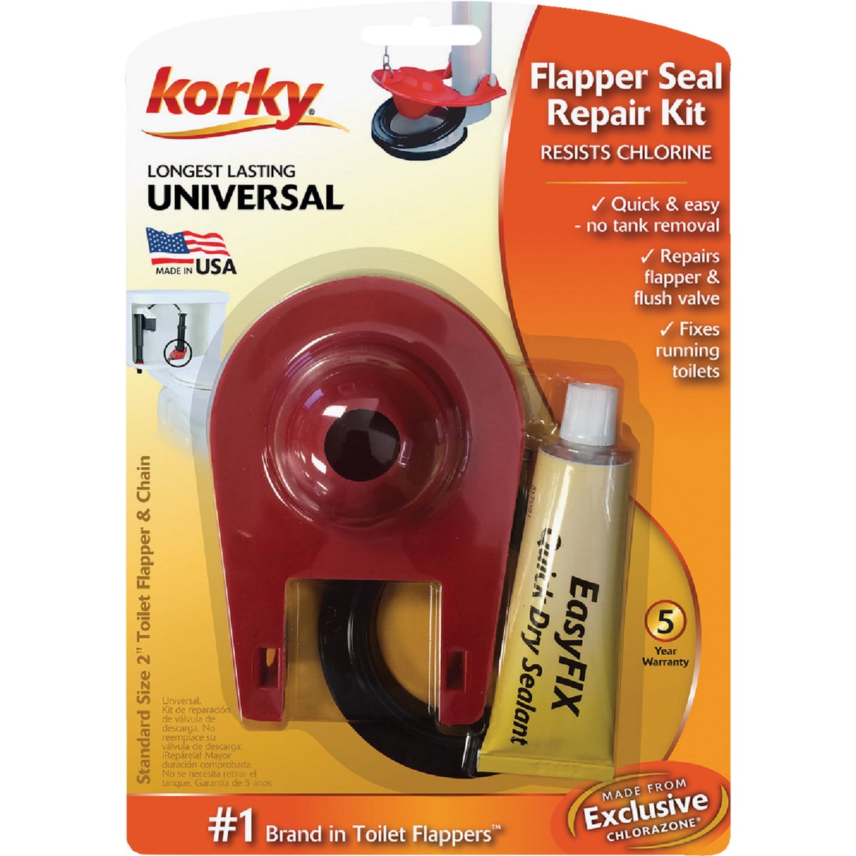 Korky EasyFix Universal Flush Valve Repair Kit with 2 In. Adjustable Flapper