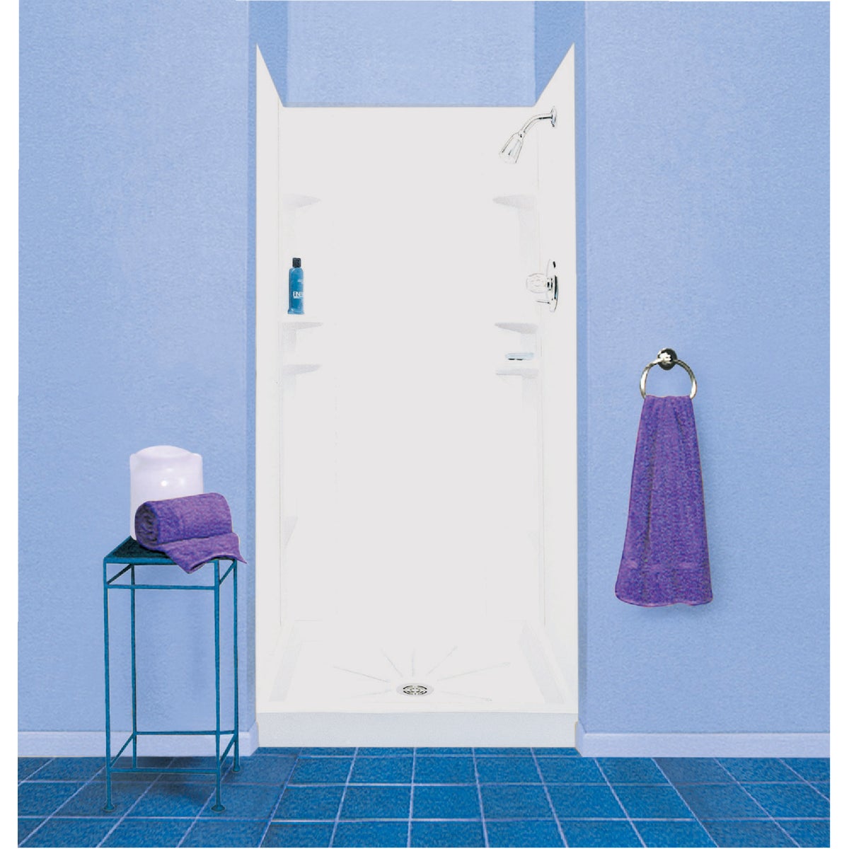 Mustee Durawall Model 247 5-Piece 48 In. W x 42 In. D Shower Wall Set in White