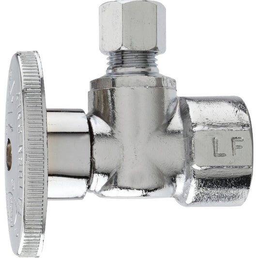 Do it Best 1/2 In. FIP x 1/4 In. OD Chrome-Plated Brass Quarter Turn Angle Valve