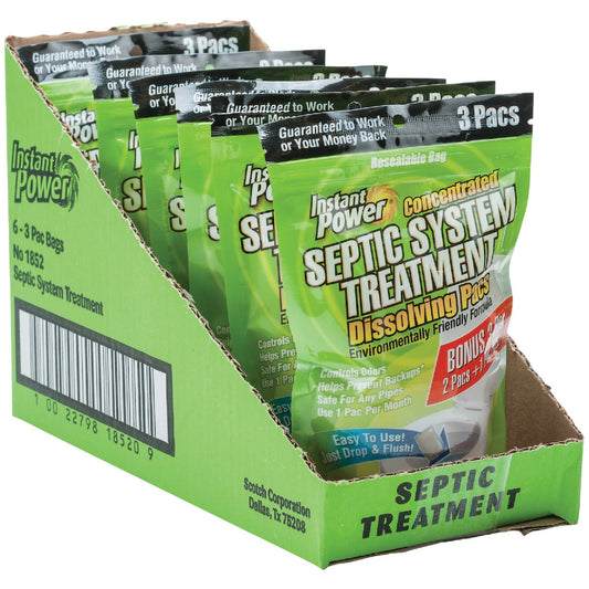 Instant Power Concentrated Septic Tank Treatment Dissolving Pacs (3-Pack)