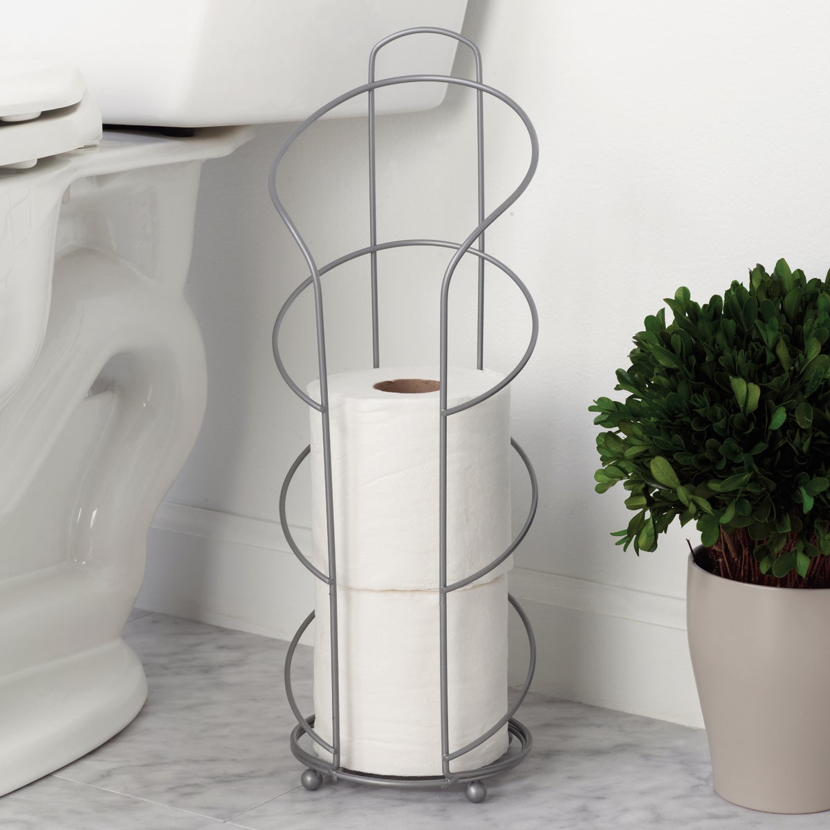 Zenna Home Satin Nickel Freestanding Toilet Paper Holder