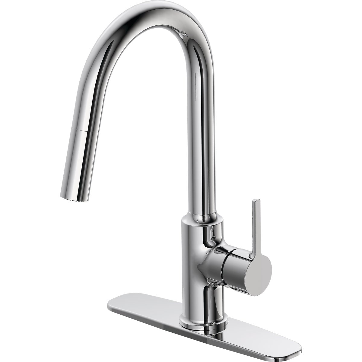 Home Impressions Contemporary Builder Single Handle Lever Pull-Down Kitchen Faucet, Chrome