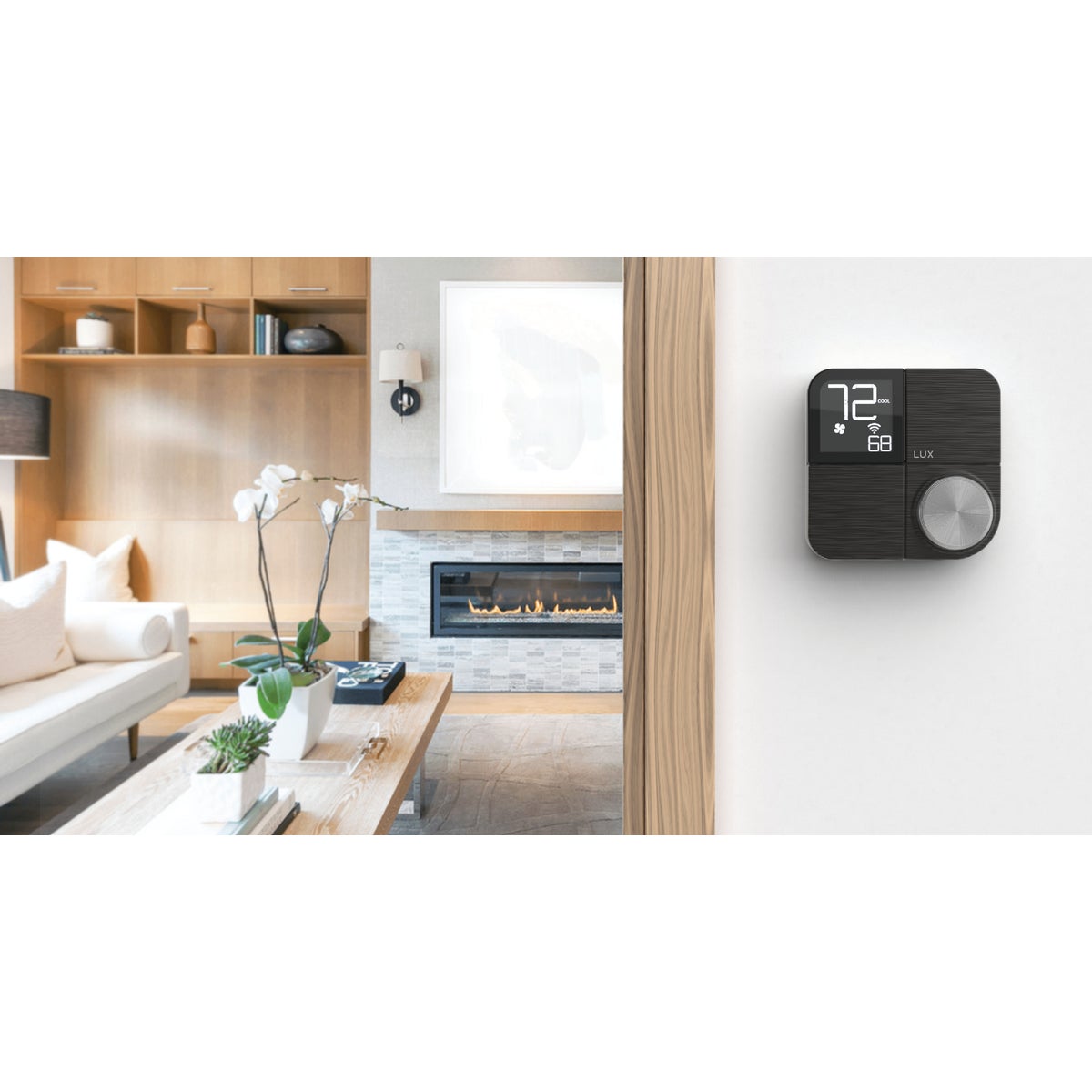 LUX Products KONO Smart WiFi Programmable Black Stainless Digital Thermostat