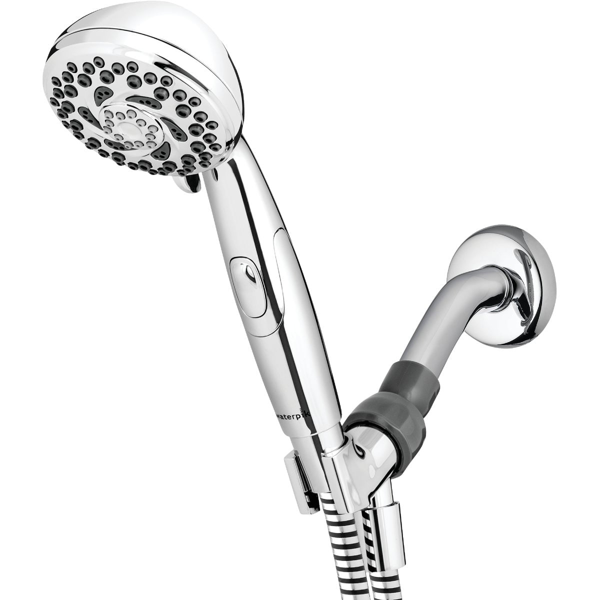 Waterpik PowerSpray+ 6-Spray 1.8 GPM Handheld Shower w/Easy Pause Button, Chrome