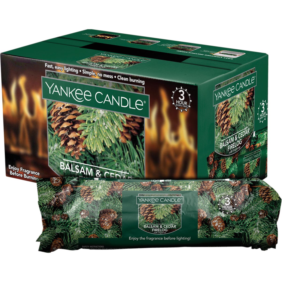 Pine Mountain Yankee Candle Balsam & Cedar 3-Hour Fire Log