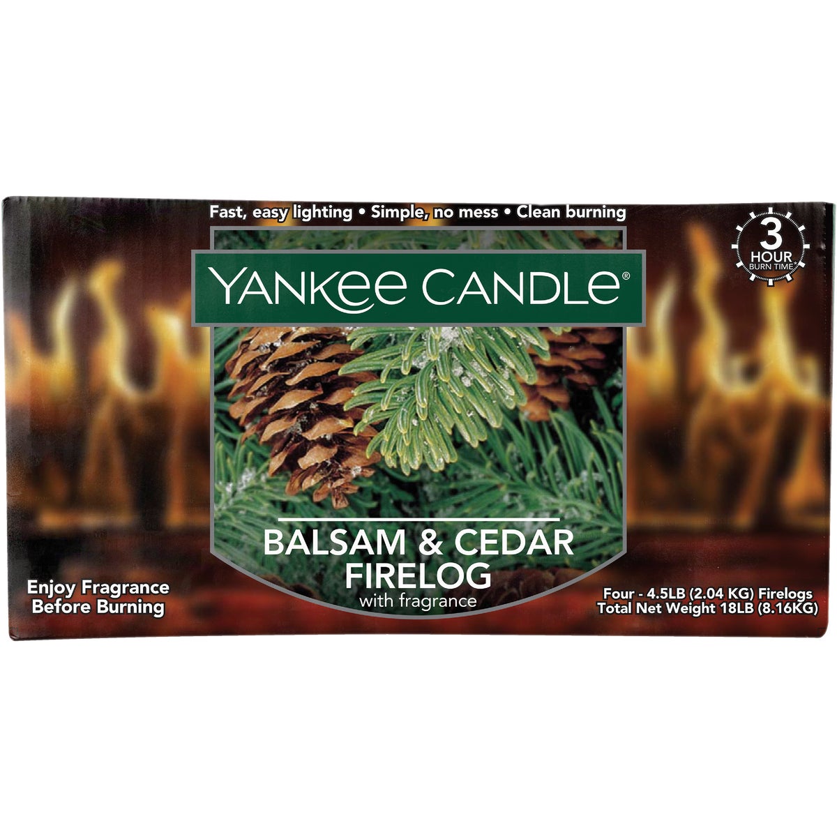 Pine Mountain Yankee Candle Balsam & Cedar 3-Hour Fire Log