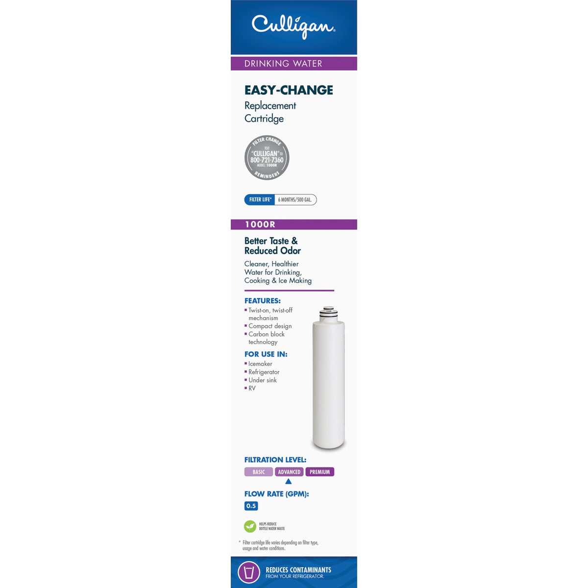 Culligan Easy-Change 1000R Icemaker and Refrigerator Water Filter Cartridge