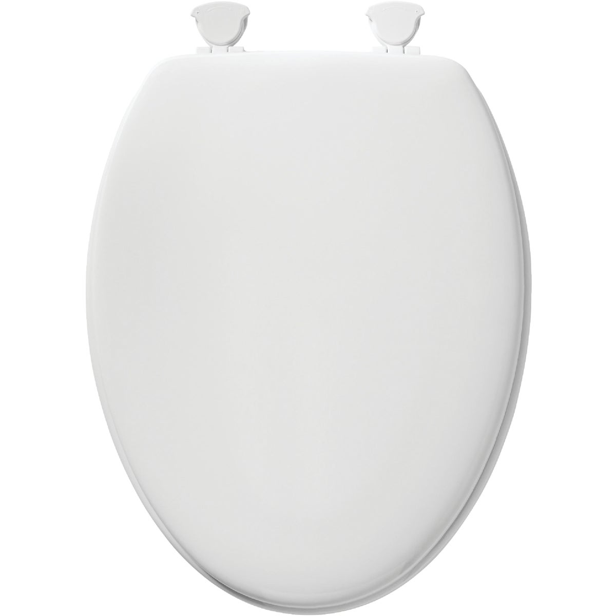 Mayfair Elongated Closed Front White Wood Toilet Seat with Easy Clean & Change Hinges