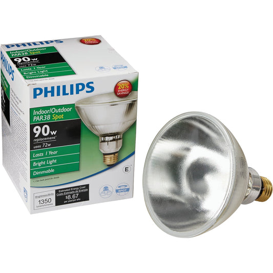 Philips EcoVantage 90W Equivalent Clear Medium Base PAR38 Halogen Spotlight Light Bulb