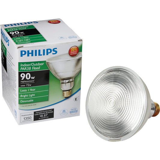 Philips 90W Equivalent Clear Medium Base PAR38 Halogen Floodlight Light Bulb