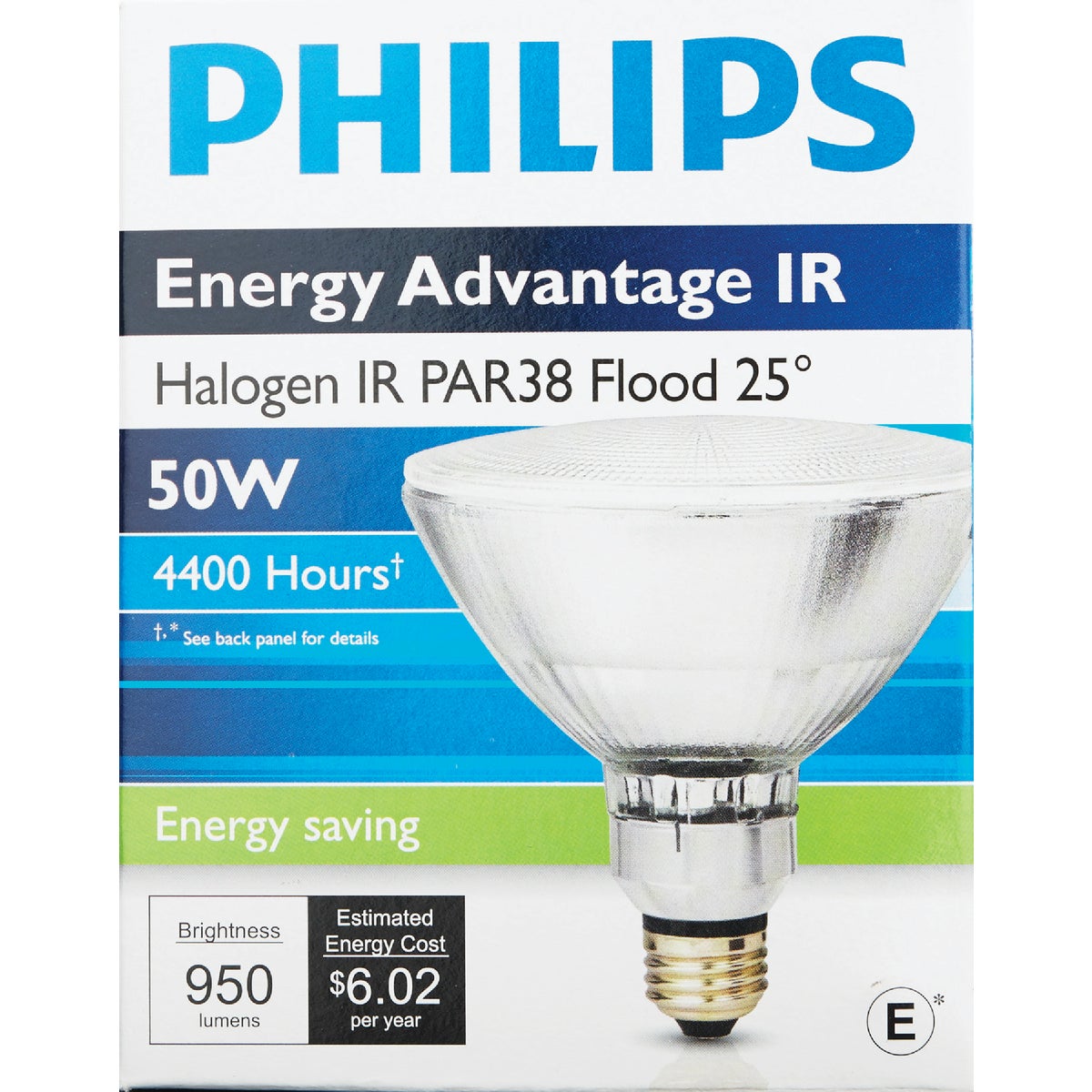 Philips Energy Advantage IR 75W Equivalent Clear Medium Base PAR38 Halogen Floodlight Light Bulb