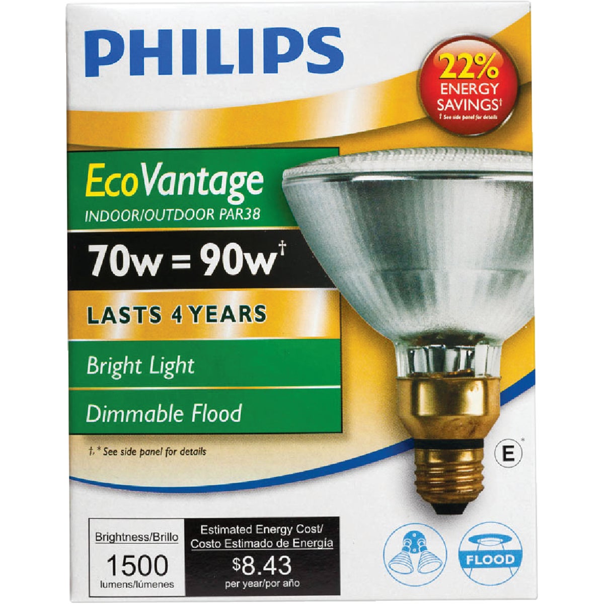 Philips EcoVantage 90W Equivalent Clear Medium Base PAR38 Halogen Floodlight Light Bulb